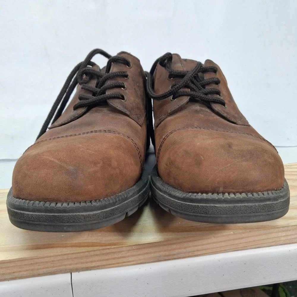 Dockers Oxford Shoes Mens 8.5M 090-92008 Brown Leather Cap Toe Lace Up Good